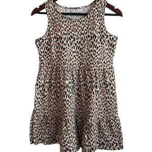 Love Fire Top Dress Girls L Scoop Neck Tank Animal Print Tier Flowy Babydoll NEW